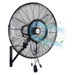 24" Outdoor Wall Misting Fan: 3-Speed, 80° Oscillation, Waterproof, Heavy-Duty & ETL Listed