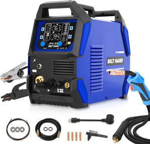 BILT HARD Aluminum 250A 6-in-1 IGBT MIG Welder, Gas MIG/Flux Core MIG/Lift TIG/Stick/Spot Welding/Spool Gun Compatible Welding Machine, 110V/220V Multi-Process Welder w/LED Display