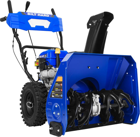 BILT HARD Snow Blower Gas Powered, 24 Inch 2-Stage Self-Propelled 212cc Engine with Electric Start, LED Headlight, 13" Snow Terrain Tires