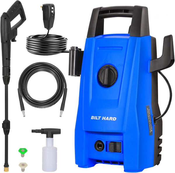 Electric Pressure Washer, 1800 PSI 1.7 GPM Power Washer, Ultra Compact, Lightweight, with 2 Spray Nozzles, 20 Ft Hose, 35 Ft Power Cord, Foam Cannon, for Cleaning Cars, Driveway, Fencing