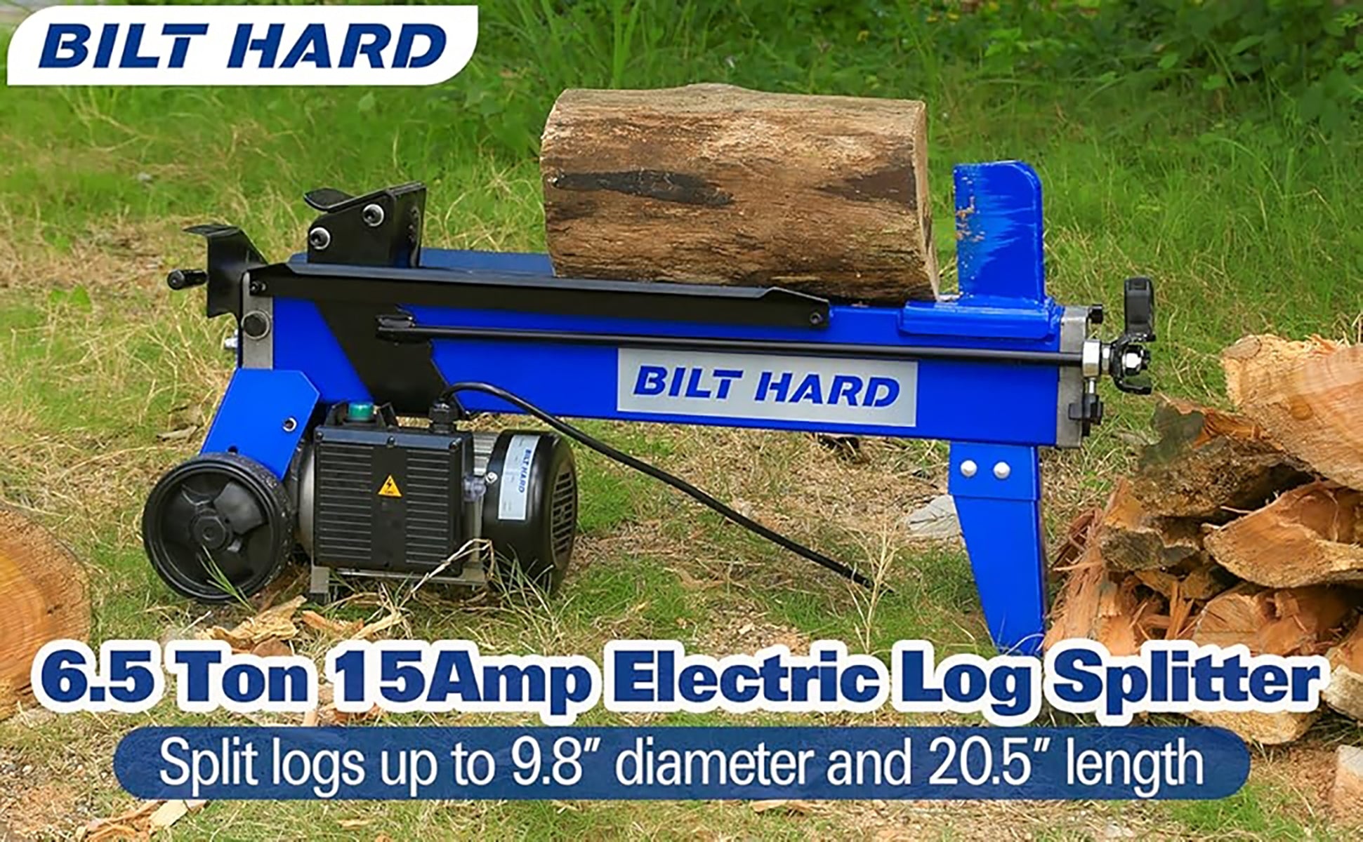 Built Log Splitter Log Splitter 6.5 Ton, Wood Splitter Electric Powered 15Amp – BILT HARD