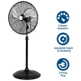 20" High Velocity Pedestal Fan, 5200 CFM 3-Speed Industrial Oscillating Stand Fan with Aluminum Blades, Heavy Duty Standing Shop Fan 