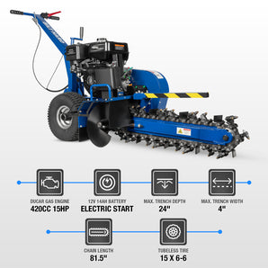 BILT HARD 24-inch walk-behind trencher specifications