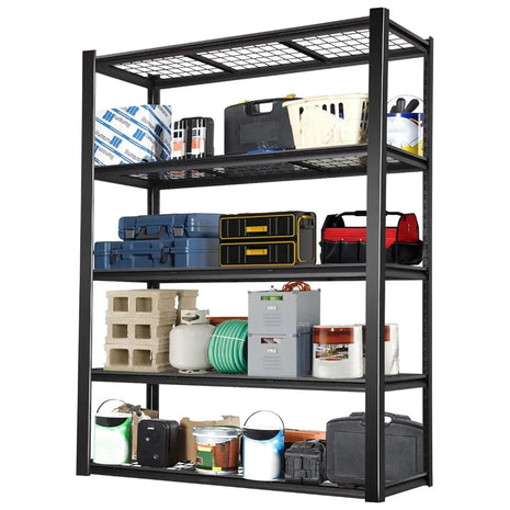 2500LBS 48" W x 18" D x 72" H Heavy Duty Garage Shelving, Adjustable 5-Tier Storage Shelves, Industrial Metal Shelving Units, Steel Organizer Wire Rack, Black 