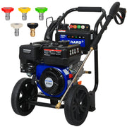 BILT HARD 3500 PSI 2.6 GPM Gas Pressure Washer, 224cc 4-Cycle Engine, Heavy Duty Gas Power Pressure Washer with Spray Gun and Wand, 5 Quick Connect Nozzle Tips, 3/5"×30' Steel Braided Hose