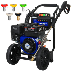 BILT HARD 3500 PSI 2.6 GPM Gas Pressure Washer, 224cc 4-Cycle Engine, Heavy Duty Gas Power Pressure Washer with Spray Gun and Wand, 5 Quick Connect Nozzle Tips, 3/5"×30' Steel Braided Hose