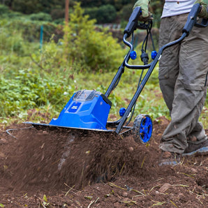 BILT HARD 18" Electric Garden Tiller & Cultivator, 14-Amp Corded Rototiller with 6 Steel Tines, Adjustable Wheels, Foldable Handle, 8-Inch Tilling Depth for Lawn, Yard & Garden Soil
