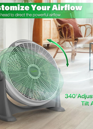 HYKOLITY 20" Pivoting Air Circulator Fan, 3-Speed High Velocity Floor Fan with 340 Degree Adjustable Tilt, Portable Plastic Floor Fan