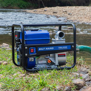 BILT HARD Semi Trash Pump 2 inch, 158 GPM 7HP Gas Powered Water Pump, 212cc 4-Cycle Engine with 50 ft Discharge Hose, 12 ft Suction Hose and Complete Fittings, EPA Certified