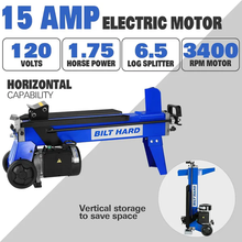 Load image into Gallery viewer, BILT HARD Log Splitter 6.5 Ton, Wood Splitter Electric Powered 15Amp, with Hydraulic Ram, 90 Days Warranty 