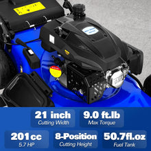 Load image into Gallery viewer, BILT HARD 21 Inch Self Propelled Lawn Mower, 3-in-1 Gas Lawnmower with 201cc 4-Cycle Engine, Bagging, Mulching and Side Discharge, Adjustable 8-Positions Cutting Height, Easy Start