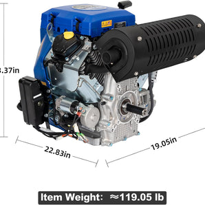 BILT HARD 23HP Gas Engine, 713cc Twin Cylinder Single Engine with Electric Start, Horizontal Shaft 4-Stroke Motor for Log Splitter, Pressure Washer and Water Pump