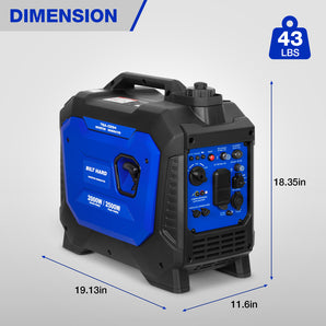 BILT HARD 2500W Portable Inverter Generator – Quiet 80cc 4-Stroke Ducar® Engine, CO Sensor, 120V AC & 12V DC, Compact Backup Power for Camping, RV, Home