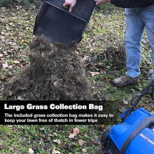 Load image into Gallery viewer, 16-Inch Electric-Powered Dethatcher Scarifier with 15 Amp Copper Motor, 5-Position Depth Adjustment, 14.5 Gallon Thatch Bag. 2-in-1 Walk-Behind Thatch Removing Machine 