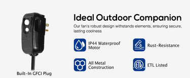 BILT HARD outdoor fan weather-resistant GFCI plug