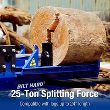 Load image into Gallery viewer, BILT HARD 25-Ton Horizontal/Vertical Log Splitter, Gas Wood Splitter with 209cc OHV Engine, 2&quot; Ball Coupler, 16&quot; DOT Tires, 2 Stage Gear Pump, Hydraulic Log Splitter, Firewood Splitting Machine - bilthard