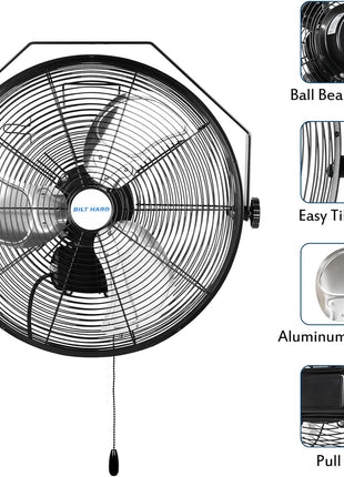 BILT HARD 20 in. 5400 CFM Outdoor Wall Mount Fan, 3-Speed Waterproof Wall Fan Industrial Grade High Velocity Outdoor Fans for Patio, Commercial, Garage, and Gazebo Use, UL Listed 