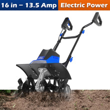 Load image into Gallery viewer, BILT HARD Tiller Cultivator 16 inch, 13.5 Amp 6 Steel Tines Tillers for Gardening Foldable, Electric Garden Rototiller with Adjustable Wheels