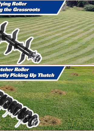 16-Inch Electric-Powered Dethatcher Scarifier with 15 Amp Copper Motor, 5-Position Depth Adjustment, 14.5 Gallon Thatch Bag. 2-in-1 Walk-Behind Thatch Removing Machine 