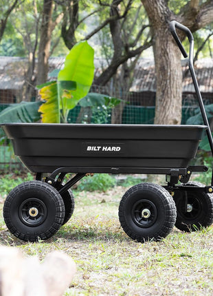 BILT HARD Poly Garden Dump Cart 600 lbs with No Flat Tires, Quick Release, 4 Cu Ft Dump Wagon Heavy Duty for Yard, Outdoor