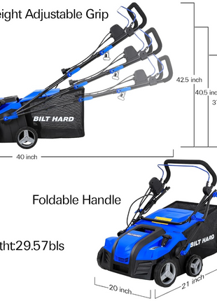 16-Inch Electric-Powered Dethatcher Scarifier with 15 Amp Copper Motor, 5-Position Depth Adjustment, 14.5 Gallon Thatch Bag. 2-in-1 Walk-Behind Thatch Removing Machine 