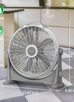 HYKOLITY 20" Pivoting Air Circulator Fan, 3-Speed High Velocity Floor Fan with 340 Degree Adjustable Tilt, Portable Plastic Floor Fan