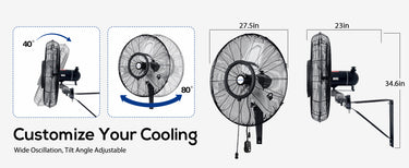 BILT HARD wall mount fan with adjustable oscillation and tilt
