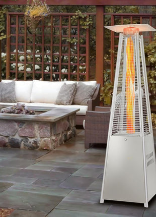 BILT HARD Pyramid Patio Heater, 48,000 BTU Outdoor Patio Heater with Wheels and Cover,Triple Protection System, Quartz Glass Tube Propane Heater for Commercial & Residential, Silver Grey