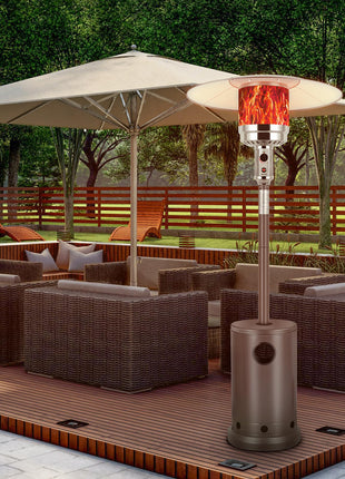 Hykolity 50,000 BTU Propane Patio Heater with Table Design, Stainless Steel Burner, Triple Protection System, Wheels, Outdoor Heaters for Patio, Garden, Commercial and Residential, Bronze