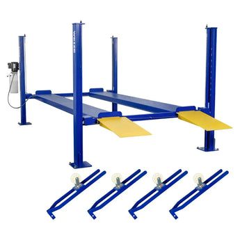 8,500 lbs 4-post car lift with caster kits for home garage auto storage and vehicle parking