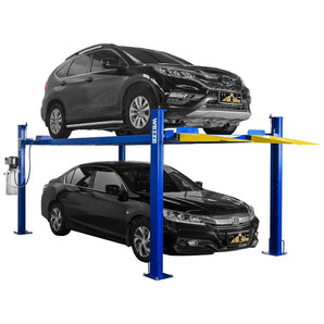8,500 lbs 4-post car lift with caster kits for home garage auto storage and vehicle parking