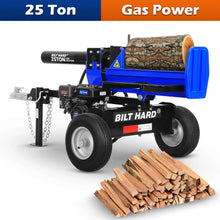 Load image into Gallery viewer, BILT HARD 25-Ton Horizontal/Vertical Log Splitter, Gas Wood Splitter with 209cc OHV Engine, 2&quot; Ball Coupler, 16&quot; DOT Tires, 2 Stage Gear Pump, Hydraulic Log Splitter, Firewood Splitting Machine