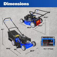 Load image into Gallery viewer, BILT HARD 201cc Push Lawn Mower, 3-in-1 Gas Lawnmower 21 Inch with 4-Cycle Engine, Bagging, Mulching and Side Discharge, Adjustable 10-Positions Cutting Height, Easy Start