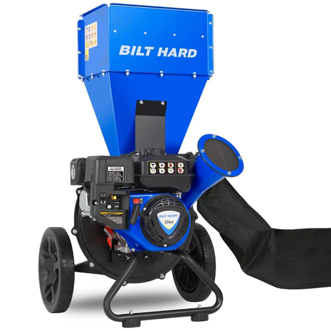 BILT HARD Wood Chipper - 7.5 HP 224cc Gas Powered Shredder Mulcher, 3 in 1 Multi-Function Heavy Duty, 3" Max Wood Diameter Capacity with Collection Bag