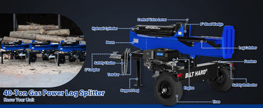 BILT HARD 40-ton gas log splitter component overview