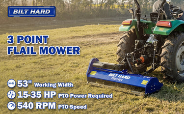 BILT HARD 53-inch PTO flail mower cutting field