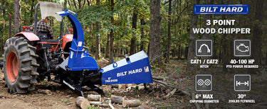 BILT HARD PTO wood chipper attached to tractor