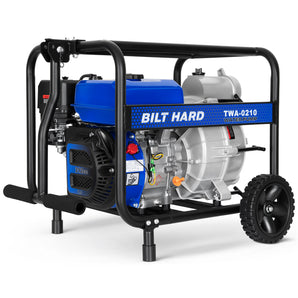 BILT HARD 3 Inch Trash Pump, 290 GPM 7HP Gas Powered Water Pump, 212cc 4-Cycle Engine with Handle and Wheels, 50 ft Discharge Hose, 15 ft Suction Hose with Complete Fittings, EPA Certified