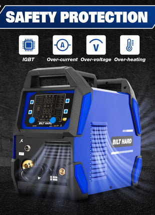 BILT HARD 250A MIG Welder, Gas MIG/Flux Core MIG/Lift TIG/Stick 4-in-1 Welding Machine, 110V/220V Multi-Process Welder w/LED Display, IGBT Inverter