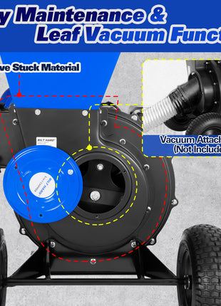 BILT HARD Wood Chipper - 7.5 HP 224cc Gas Powered Shredder Mulcher, 3 in 1 Multi-Function Heavy Duty, 3" Max Wood Diameter Capacity with Collection Bag