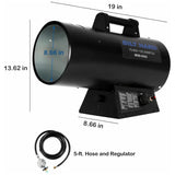 BILT HARD 125,000 BTU Forced Air Propane Heater, Adjustable Liquid Propane Torpedo Heater, CSA Listed 