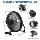 BILT HARD 12" Rechargeable Outdoor Floor Fan - High Velocity, Portable, All-Day Run 
