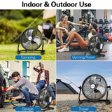BILT HARD 12" Rechargeable Outdoor Floor Fan - High Velocity, Portable, All-Day Run 