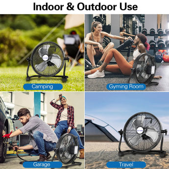 BILT HARD 12" Rechargeable Outdoor Floor Fan - High Velocity, Portable, All-Day Run 