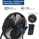 BILT HARD 16 Inch Outdoor Portable Misting Fan, Battery Operated Misting Fan with 15600mAh Detachable Battery & Misting Function, Outside Rechargeable Portable Floor Fan 