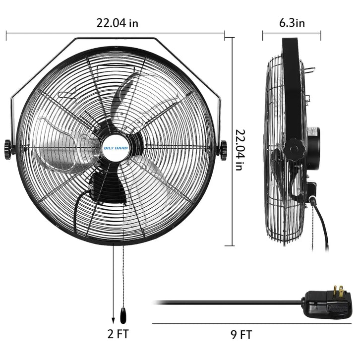 BILT HARD 18 in. 4300 CFM Outdoor Wall Mount Fan, 3-Speed Waterproof Wall Fan Industrial Grade High Velocity Outdoor Fans for Patio, Commercial, Garage, and Gazebo Use, UL Listed 