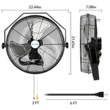 BILT HARD 18" Industrial Wall Mount Fan, 3-Speeds High Velocity Wall Fan with Sealed Motor, 4300 CFM Heavy Duty Metal Barn Fans 