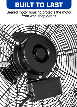 BILT HARD 18" Industrial Wall Mount Fan, 3-Speeds High Velocity Wall Fan with Sealed Motor, 4300 CFM Heavy Duty Metal Barn Fans 