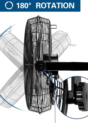 BILT HARD 20 inch Industrial Wall Mount Fan, 4600 CFM 3-Speed High Velocity Wall Fan with Sealed Motor, Heavy Duty Metal Barn Fans UL Listed 