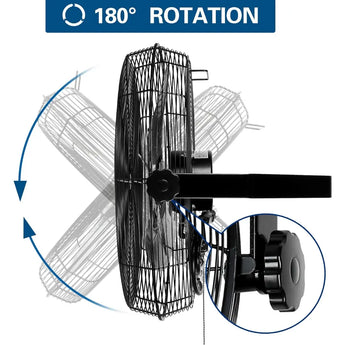 BILT HARD 20 inch Industrial Wall Mount Fan, 4600 CFM 3-Speed High Velocity Wall Fan with Sealed Motor, Heavy Duty Metal Barn Fans UL Listed 